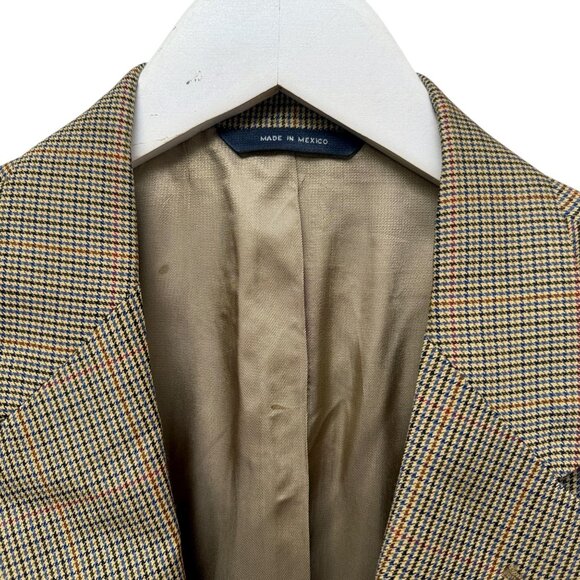 BROOKS BROTHERS Mens Wool Blazer 42R Brown Houndstooth Sport Coat Classic Preppy - Picture 4 of 16